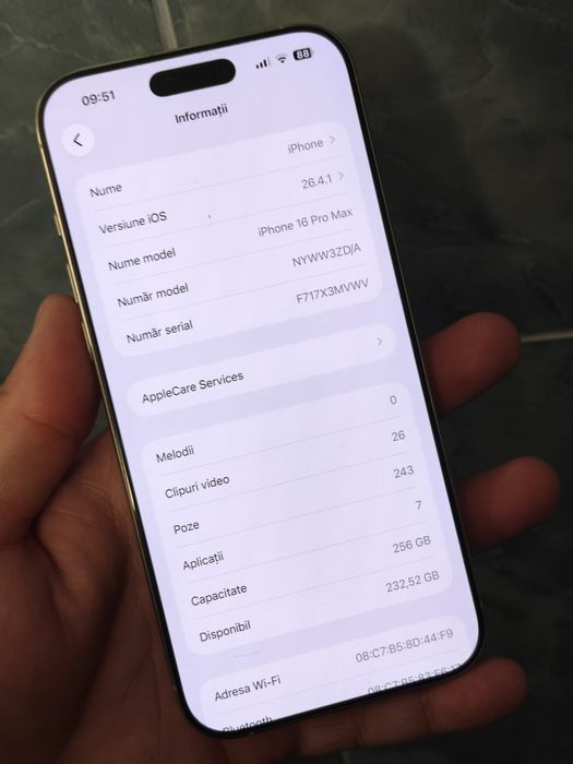 Vând sau Schimb iPhone 16Pro Max 5G  256GB