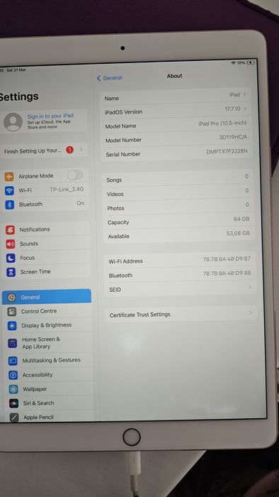 Ipad pro 10.5 inch 64 gb rose gold + apple pencil 1st gen + accesorii