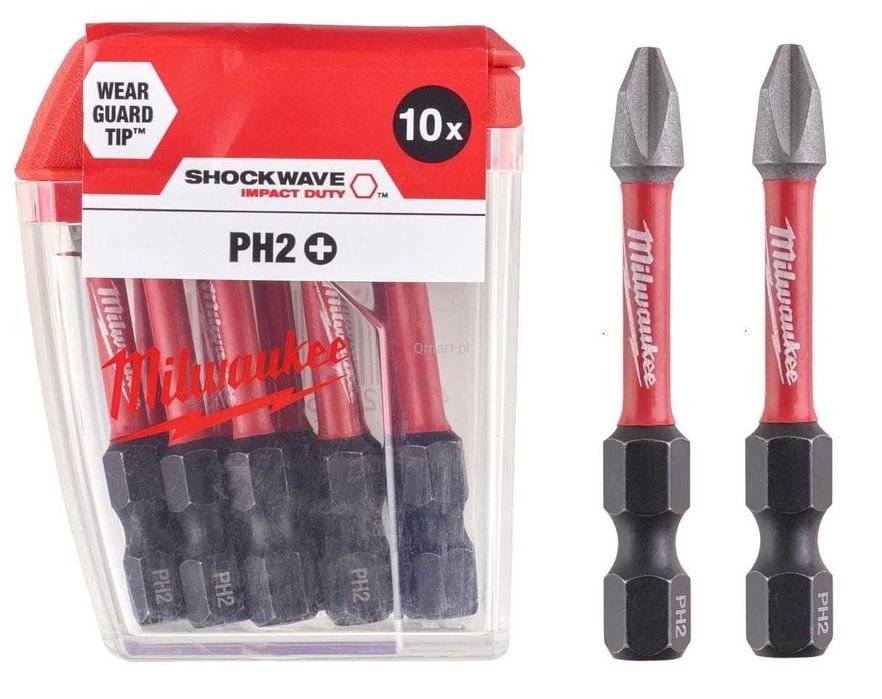 Ударни накрайници магнитни PH2/PZ2 10 бр 50мм Shockwave Milwaukee