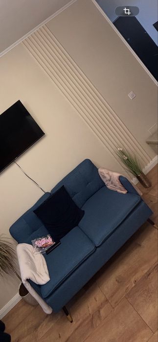Vând Canapea, Homcom, Textil/Otel, 139x68x80cm, Albastru