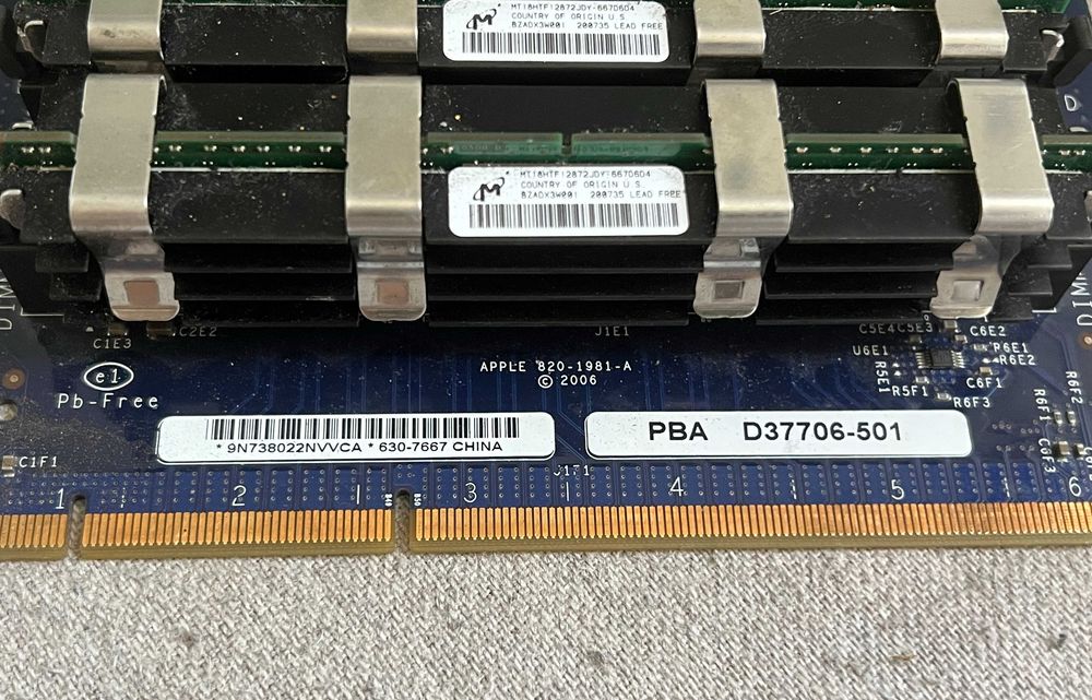 Apple Mac Pro RAM riser card 16GB FB-DIMM ECC DDR2 complet