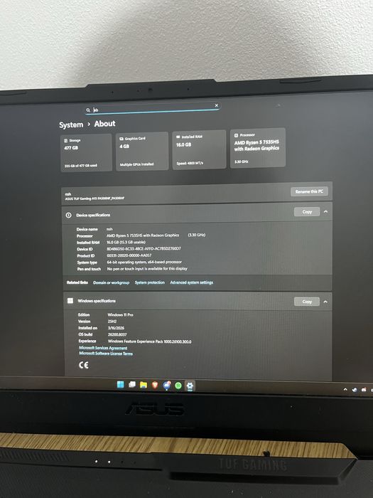 Vand Gaming Asus TUF A15