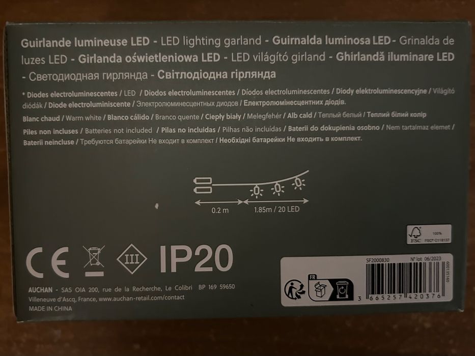 Ghirlandă luminoasă LED Actuel – 20 LED-uri cu cleme pentru poze