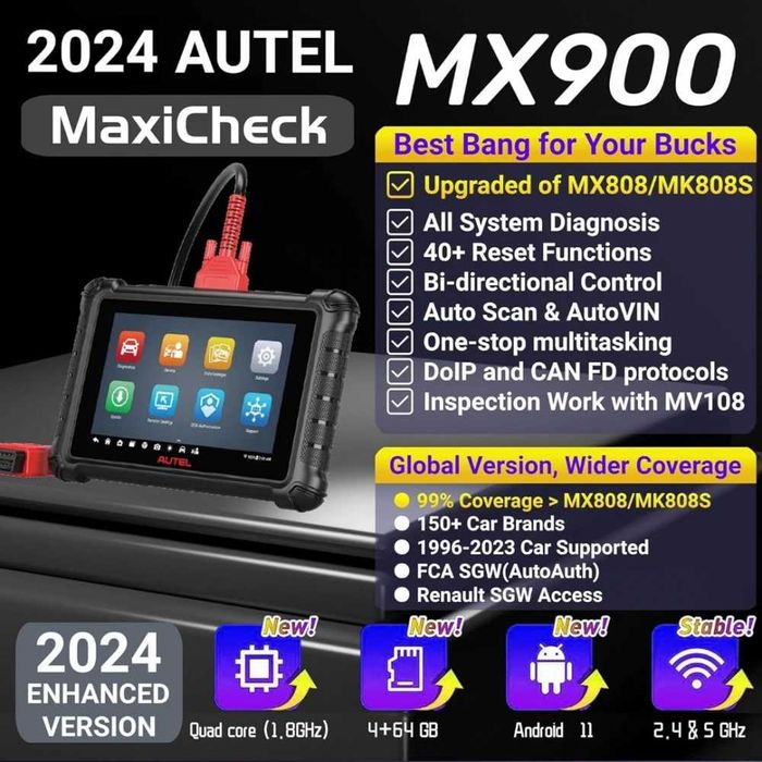 Професионална автодиагностика Autel Maxicheck MX900 DOIP CanFD кодиран