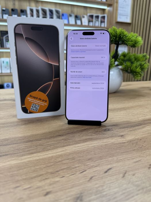 ‼️ iPhone 16 Pro Max Desert 256Gb -Sanatate bat.94% - Garantie 12 luni