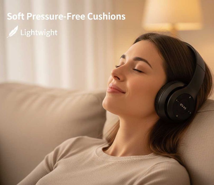 Casti wireless over-ear cu microfon MP3 player slot card SD radio FM