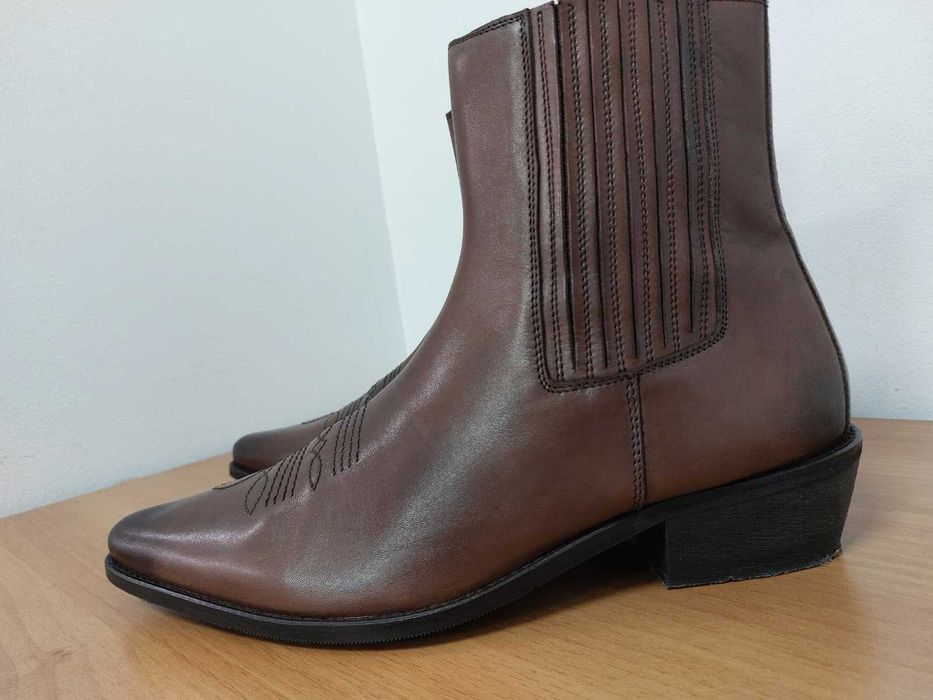 Botine Cowboy piele naturală - model maro, măsura 46