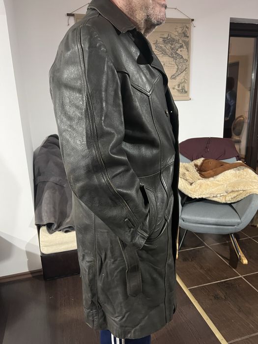 Geacă bărbați, lungă din piele