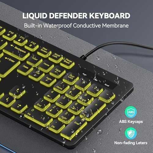 Нова Жична USB клавиатура със светлина пълноразмерна QWERTY UK за игри