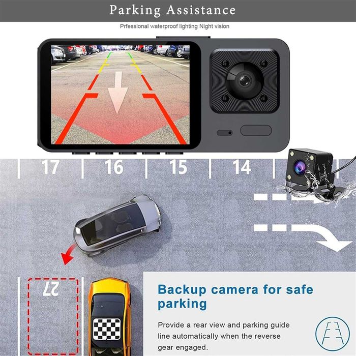 WiFi видео регистратор DVR  с 3 камери Dash Cam от Smars