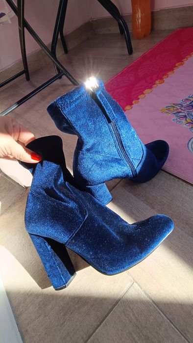 Botine ghete catifea albastre Steve Madden 37