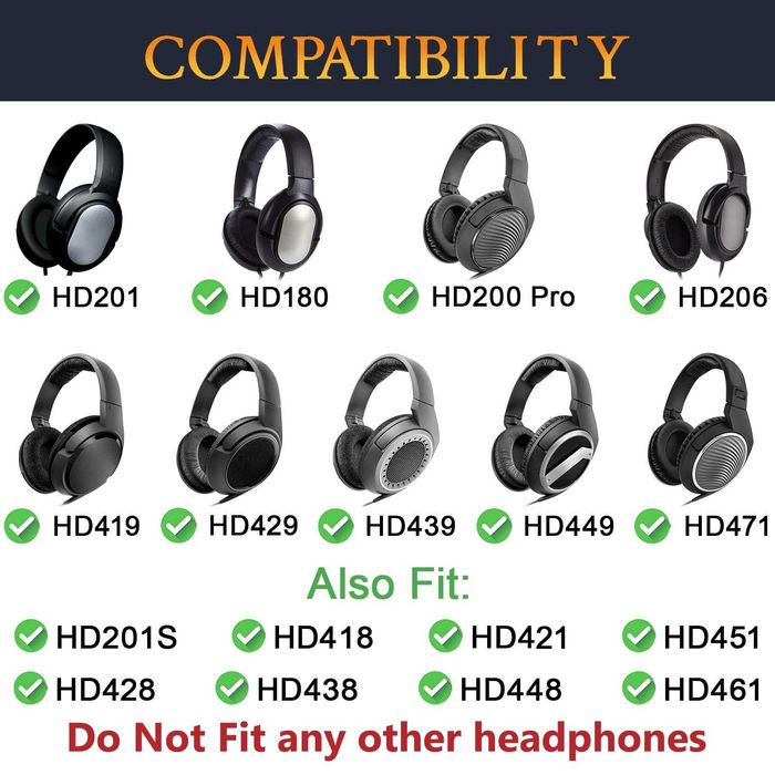 Set 2 bureti pentru casti Sennheiser HD180 HD200 Pro HD201 HD201S HD206 HD418 HD419 HD421 HD428 HD429 HD438 HD439 HD448 HD449 HD451 HD461 HD471