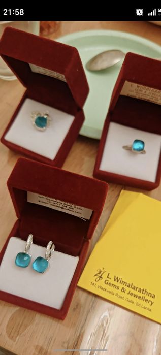 Комплект Голубой топаз с себром 925