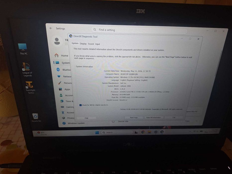Laptop Dell Latitude 3490 | i3 Gen 7, 8GB DDR4, SSD | Baterie 4+ ore