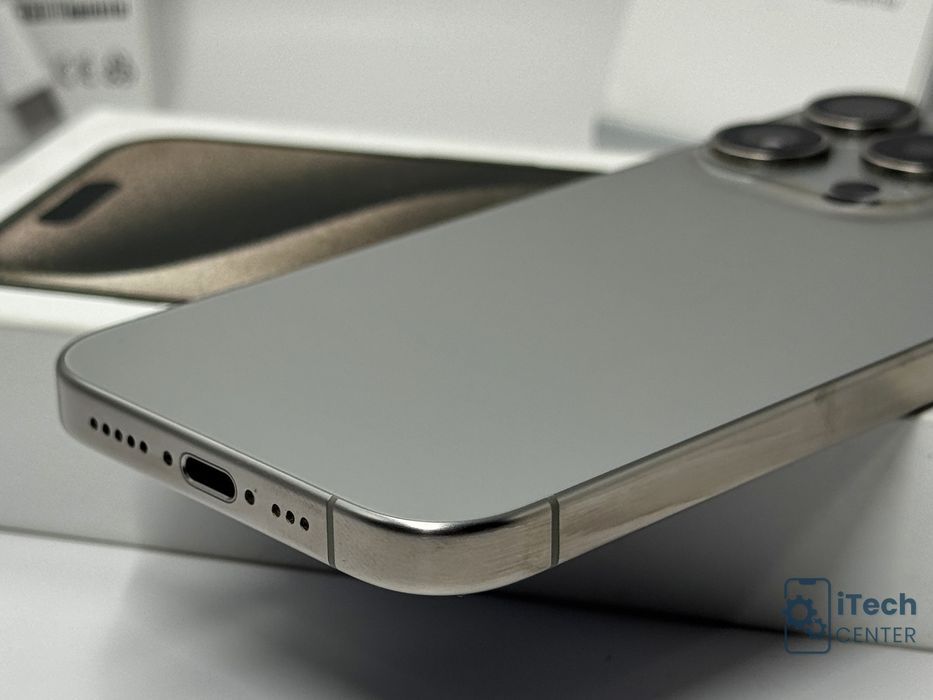 iPhone 15 Pro, 256GB, Natural Titanium, 100% батерия, КАТО НОВ, 1г. ГАРАНЦИЯ!