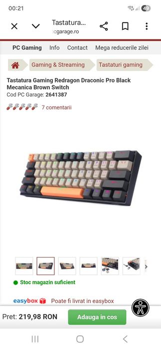 Tastatura Gaming Redragon Draconic Pro Black Mecanica Brown Switch nou