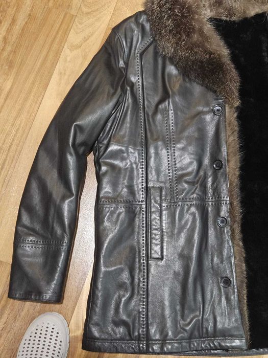 Geaca de piele si blana de nurca