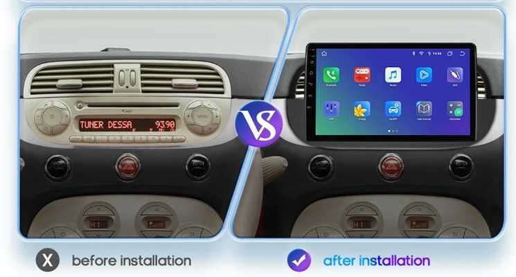 Мултимедия 9" за Fiat 500 Android 14 CARPLAY навигация GPS RDS DSP