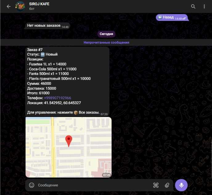Телеграмм боты для ресторанов и кафе!