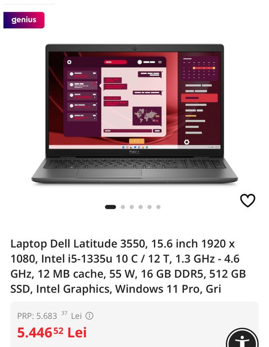 Dell Latitude 3550, 15.6 inch 8gb Ram, 512gb SSD, SIGILAT OCAZIE