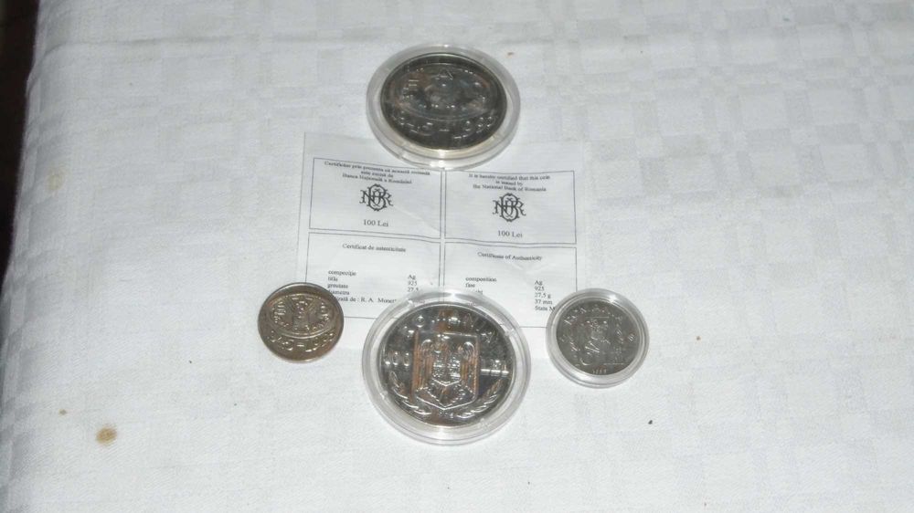 set 3 monede FAO 1945- 1995 emis de BNR ( 1 argint 27,5 g)