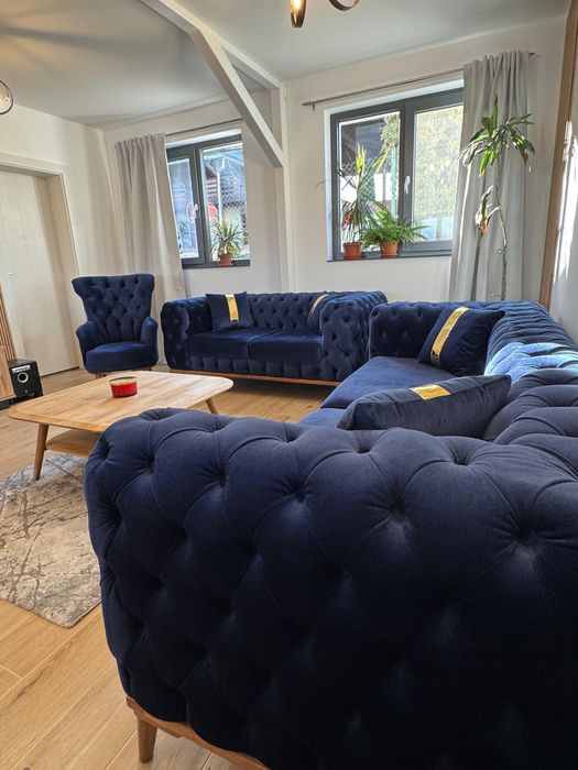 Canapele Chesterfield 2 buc + 1 Fotoiliu