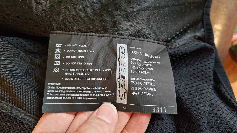 Airbag за мотор мото Alpinestars Techair Tech air размер М