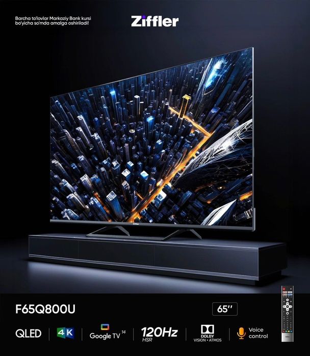 Телевизор ZIFFLER 55/65/75/85/100 | Qled, 60/120/144Hz, Google TV