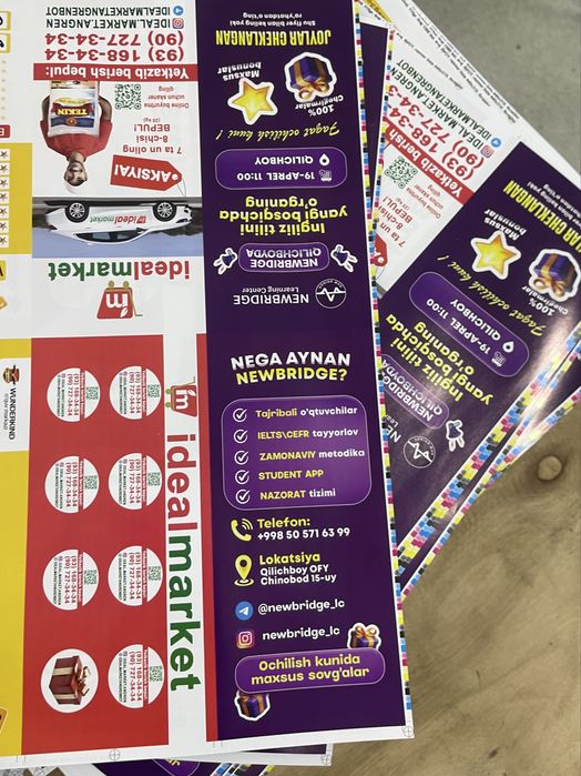 Brendingiz tushirilgan flayer, vizitka, paket, bloknotlqrga buyurtma