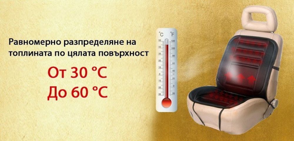 Подгряваща седалка за кола 12v подложка от 30 до 60 градуса Плюшена /