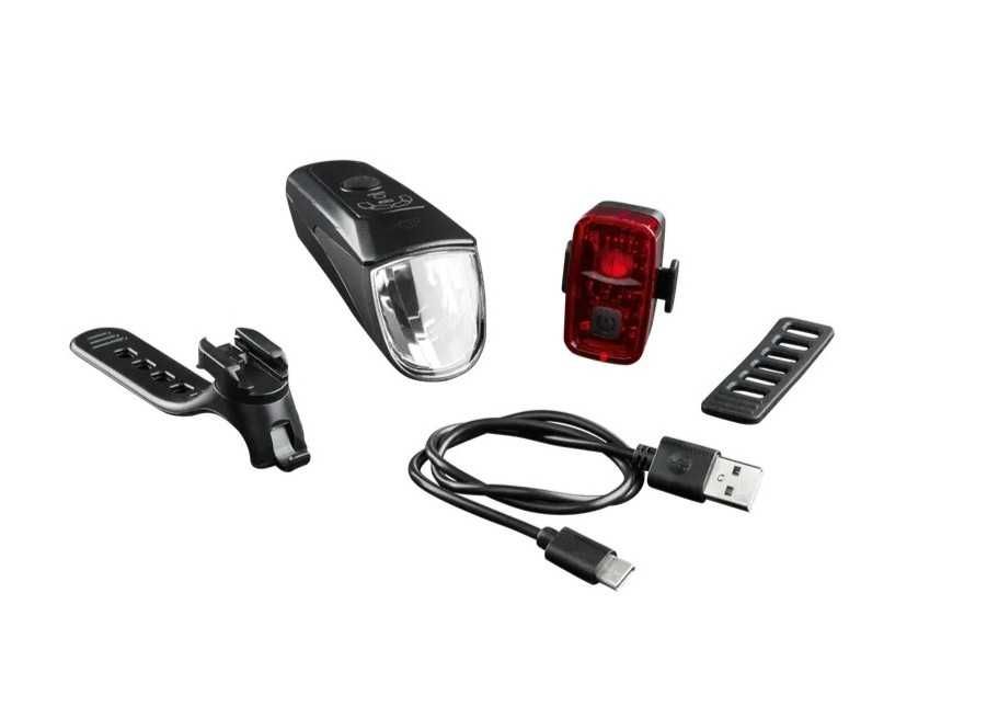 Set lumini LED cu acumulator pentru bicicletă, trotineta ; putere mare, multiple reglaje, calitate premium, CRIVIT, nou, sigilat, realizat in Germania