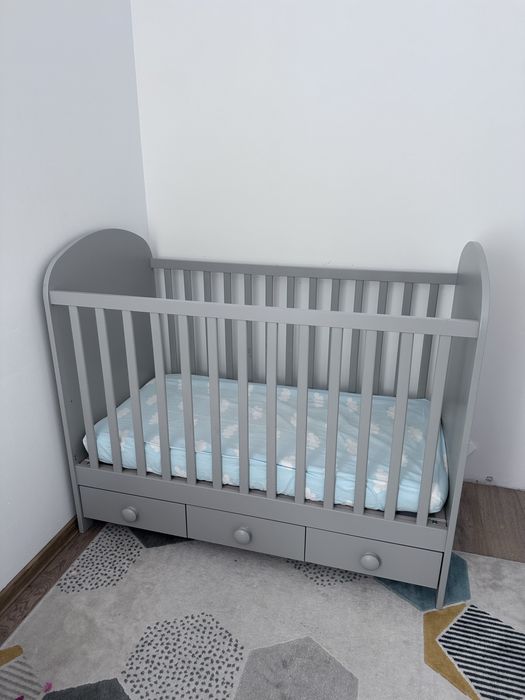 Patut copii gri ikea 60x120 cm (+ saltea)