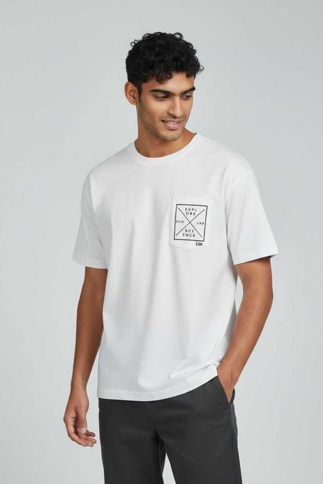 Мъжка тениска, LEE, Regular Fit, Eco Lab Pocket, Бяла