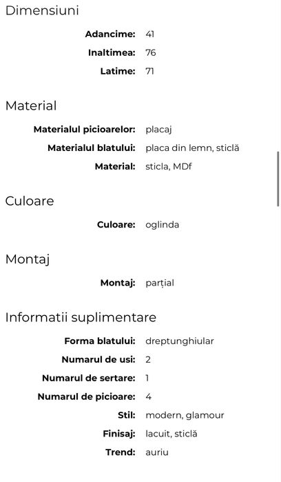 Comoda oglinda Kare design