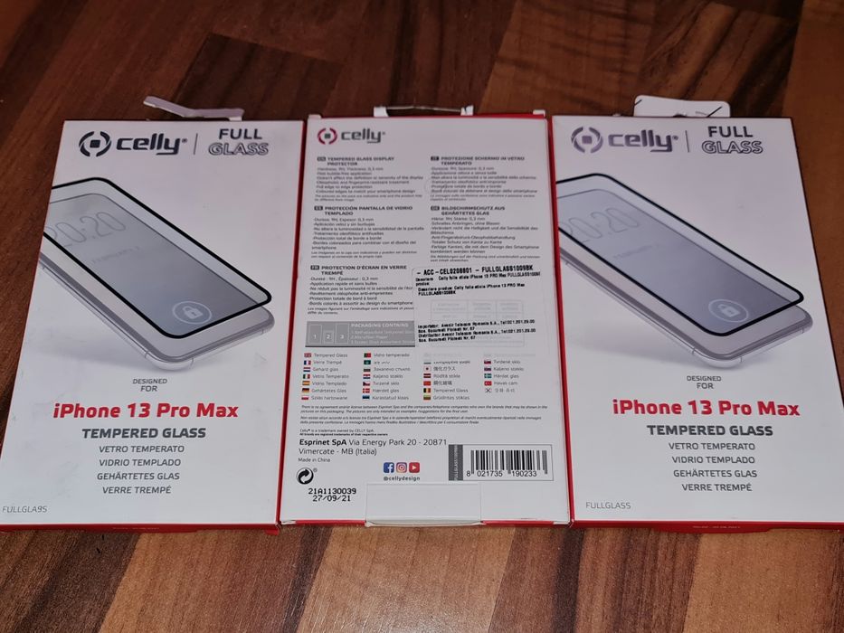 Folie sticla full cover originala Cely Apple iPhone 13 Pro Max 14 Plus