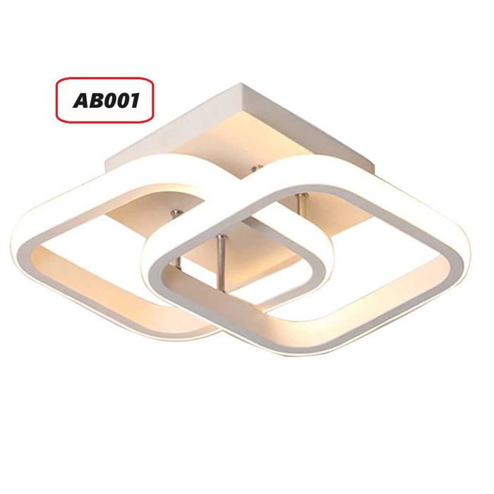LED абажур 19 W 2 форми, Квадратни,Топла светлина 3000K, Бял