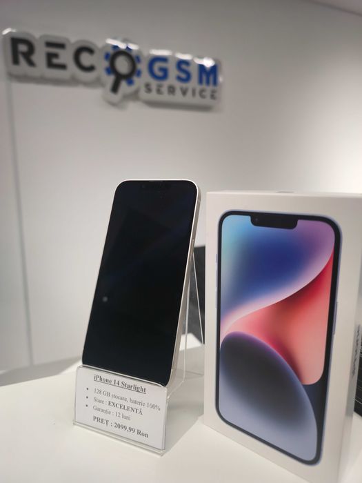 iPhone 14 Starlight 128GB - Garanție 12 LUNI - Factură - RecoGsm Borșa
