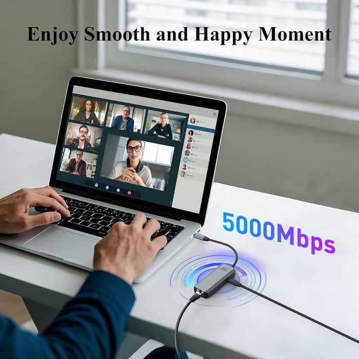 Minthouz USB C към Ethernet адаптер, 5G кабелен мрежов адаптер