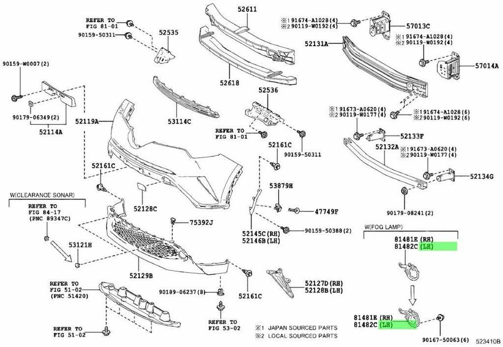Sistem de fixare proiectoare de ceata Toyota C-Hr, 10.2016-12.2023, OE, 81482-F4010