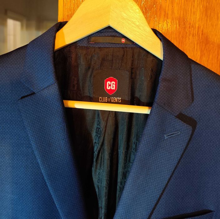 Sacou blazer slim 52 XL premium Club Of Gents lana moale albastru roya