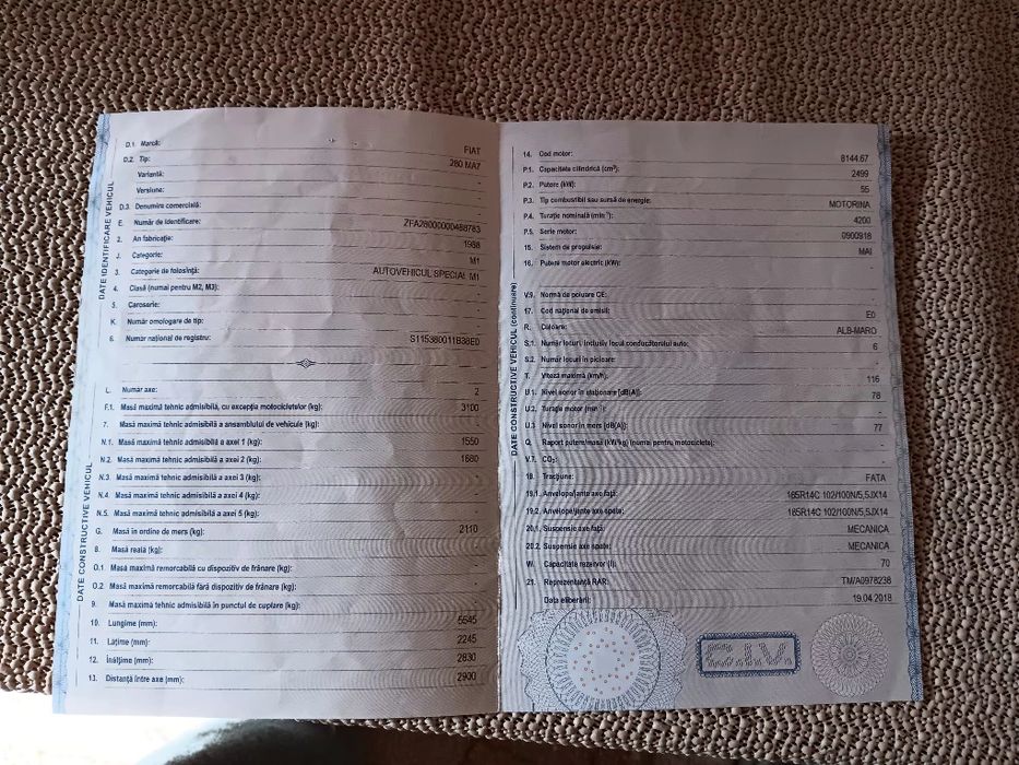 Vând Autorulotă Fiat Ducato