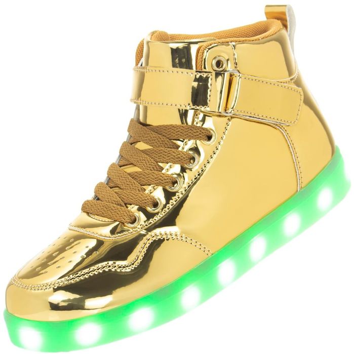 Adidași LED Luminiscenți Înălțați Încălțăminte cu Încărcare USB – Aurii 42