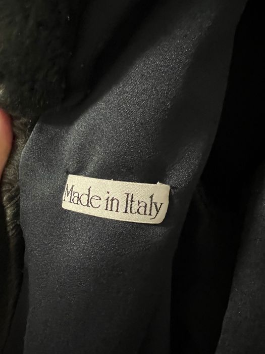 Haină de blană artificială neagră, elegantă, Made in Italy