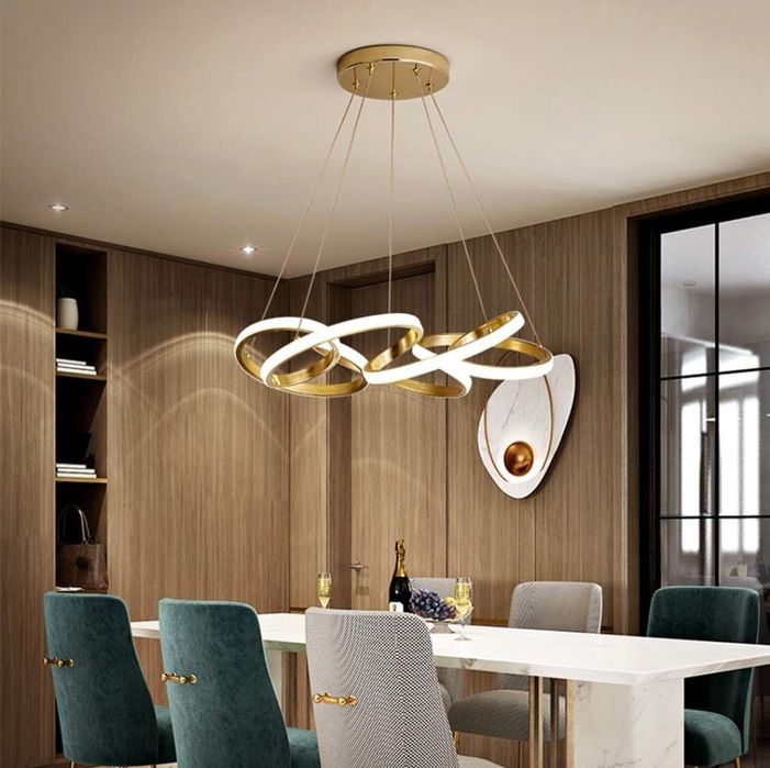 Златиста висяща LED Лампа с дистанционно 65W