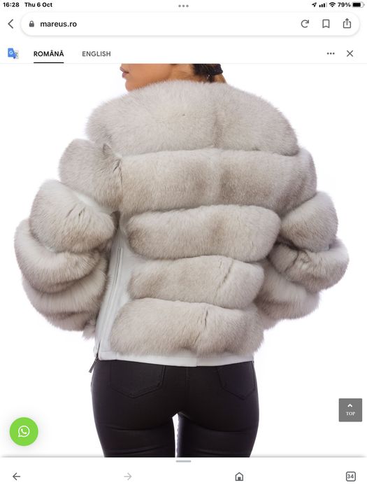 Haina jacheta blana vulpe noua