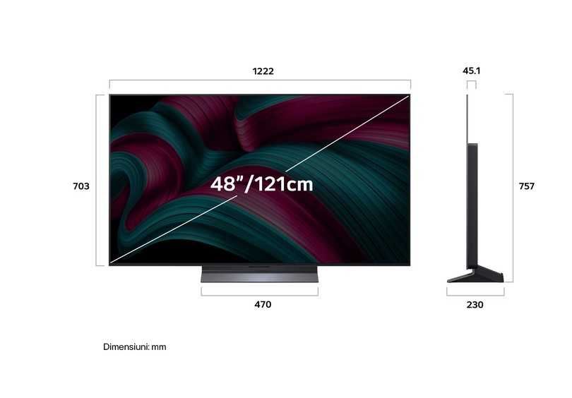 Televizor LG OLED evo 48C52LA, 121 cm, Smart, 4K Ultra HD, 100 Hz, Clasa G (Model 2025)