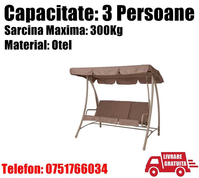 Balansoar Leagan Maro Gradina Terasa 3 Persoane 300kg LivratGratuit BN