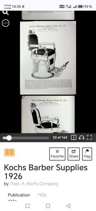 Scaun frizerie Theo A Kochs 1926