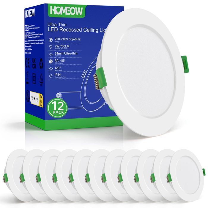 Set de 12 spoturi LED încastrate, 230 V, 7 W, 700 lumeni