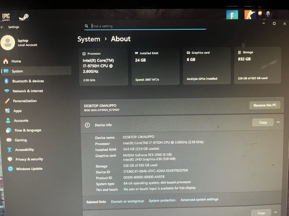 Laptop gaming asus